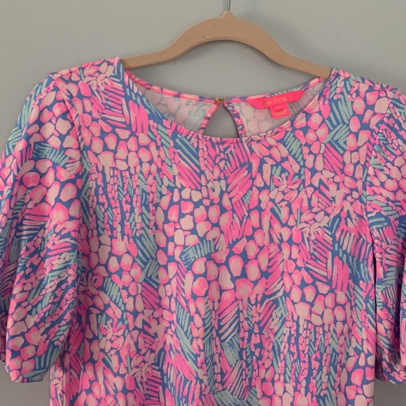 Lilly Pulitzer Small Britton Puff Sleeve Dress in Pink Sorbet - Picture 3 of 14